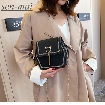 

sen-mai Woman Fashionable Shoulderbag Pu / Frosted Polyester Luxury Leather Brand Handbag Crossbody Bags For Women 2020