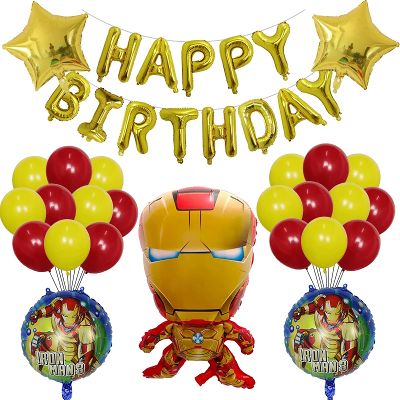 

iron man spider man foil balloons super hero them party decoration children boys happy birthday cartoon inflatbal helium balls