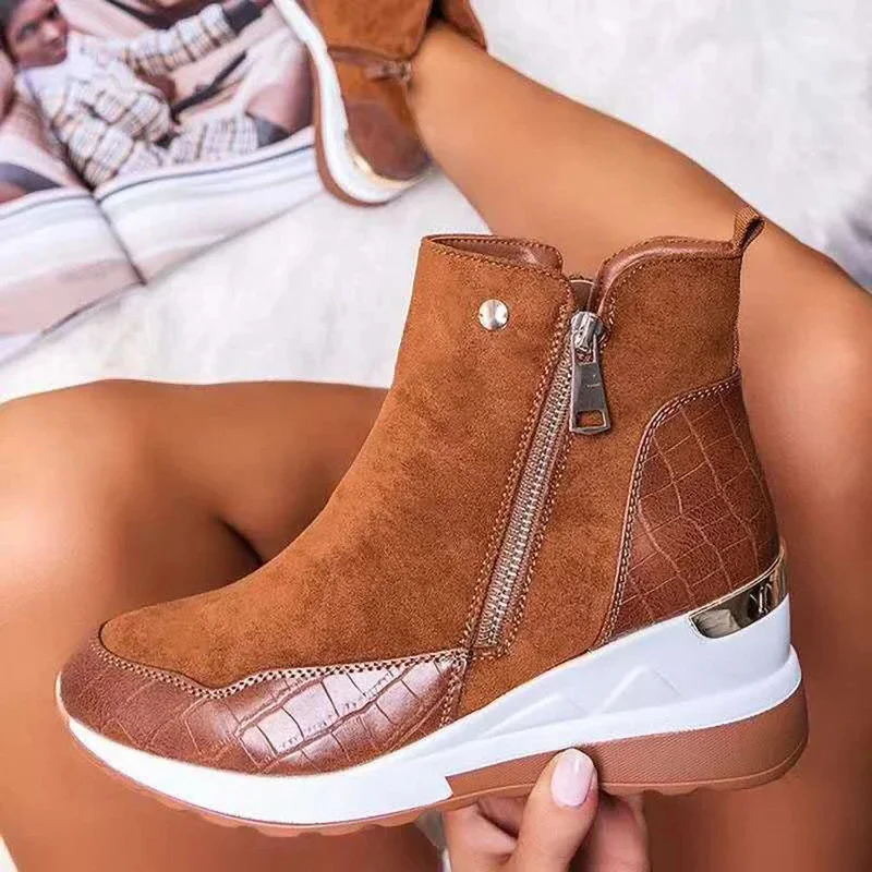 2020 Women Ankle Boots Woman Winter Platform Big Size Non Slip Shoes Female Casual Wedge Fashion Mix Color Women