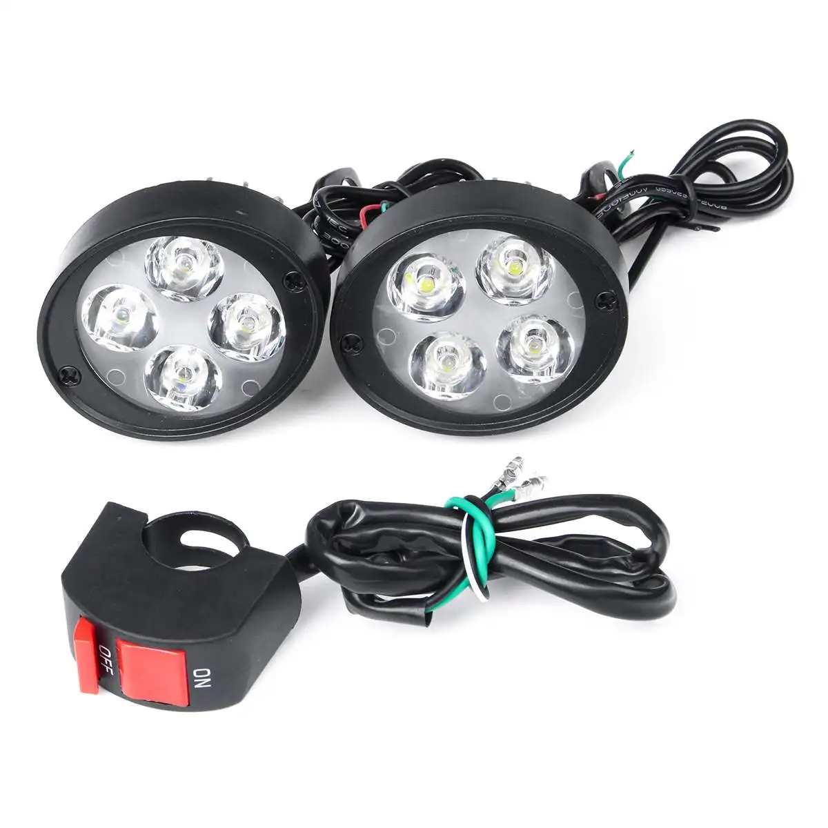 9600 Вт 4LED лампа Мотоцикл Универсальные фары яркие боковые зеркальные лампы с переключателем для пары ночного освещения безопасности