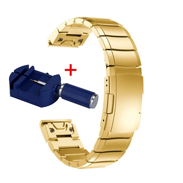 Gold with tool Ремешок для часов роскошный 20 мм удобный браслет для Garmin Fenix 5S 6S gps Смарт-часы ремешок из нержавеющей стали быстрая установка полосы - Цвет: Gold with tool