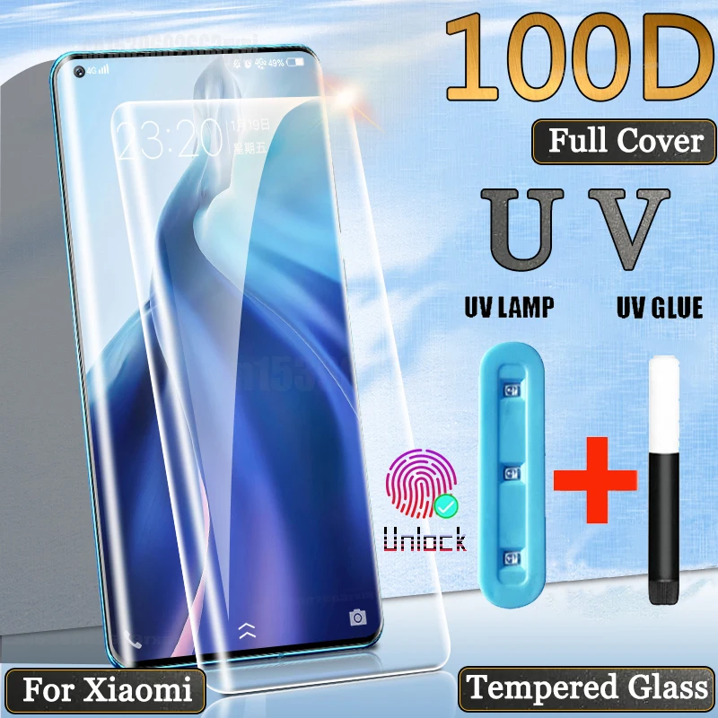 UV Tempered Glass For Xiaomi Note10 Lite Screen Protector Note 10 Pro Ultra Mi10 Xiaomi10 Mi11 Xiaomi11 Mi 11 Full Cover 5G