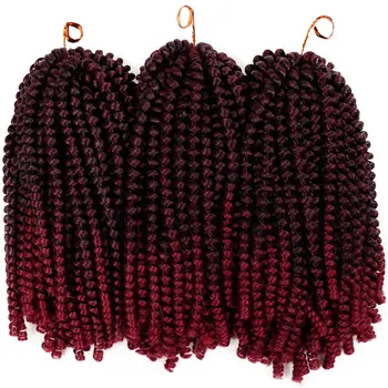 

Spring Twist Crochet Hair 8" inch Synthetic Crochet Braids Ombre Colors Braiding Hair 110 grams Hair Extensions for Women