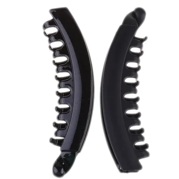 

10PCS Large Size Banana Hair Clips Toothed Hair Clamps Spring Female Headdress for Women Use (2 Styles Black)