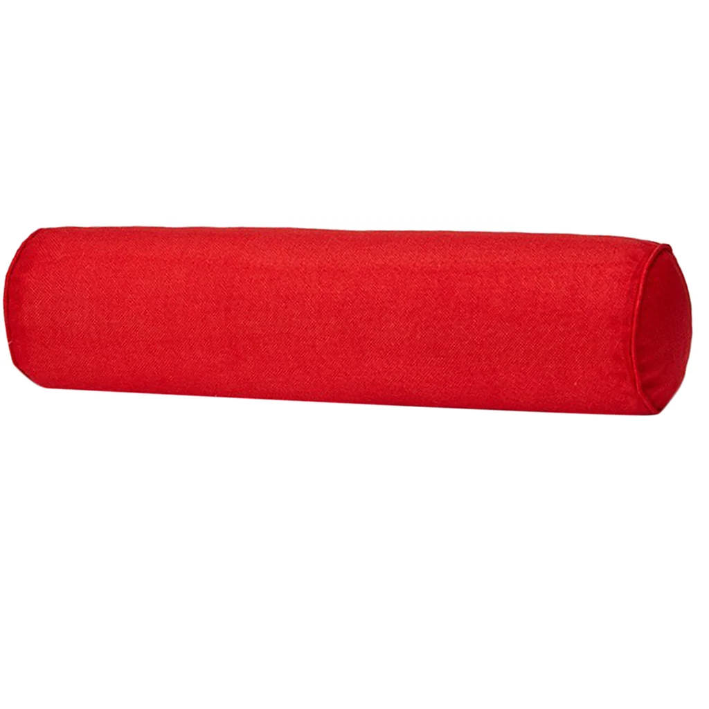 Однотонная хлопковая льняная цилиндрическая подушка для поддержки поясницы - Цвет: Bright Red