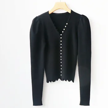 

Women Sweater 2019 Autumn New Pearl Knit Women's Sweater Short