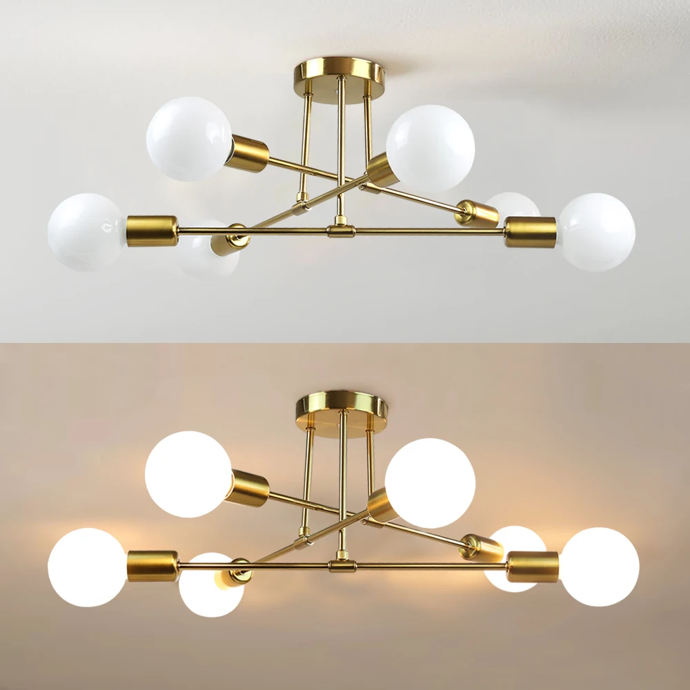 Modern LED Ceiling Lights Industrial Iron Black/Golden Nordic Minimalist Home Decoration Living Room Dining Room Ceiling Lamps