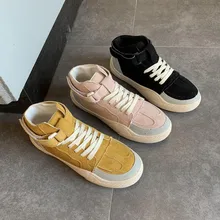 Женская обувь с высоким берцем; сезон весна-осень; замшевая обувь; цветная женская обувь для путешествий; обувь на толстой подошве, увеличивающая рост; E15-58