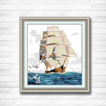 

Sailng seagulls ship Needlework DIY DMC Cross stitch 11CT 14CT cross stitch kits embroidery needlework sets Home decor crafts
