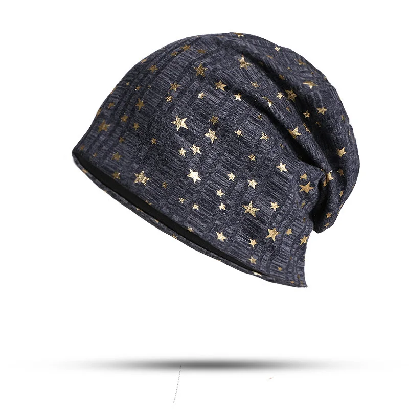Осенняя и зимняя Женская Популярная Золотая вязаная шапка с пятиконечной звездой, Повседневная Кепка с манжетами - Цвет: style 3