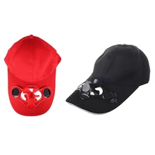 2 шт летняя уличная Солнечная шляпа с защитой от солнца охлаждающий вентилятор для гольфа Бейсбольного спорта-красный и черный