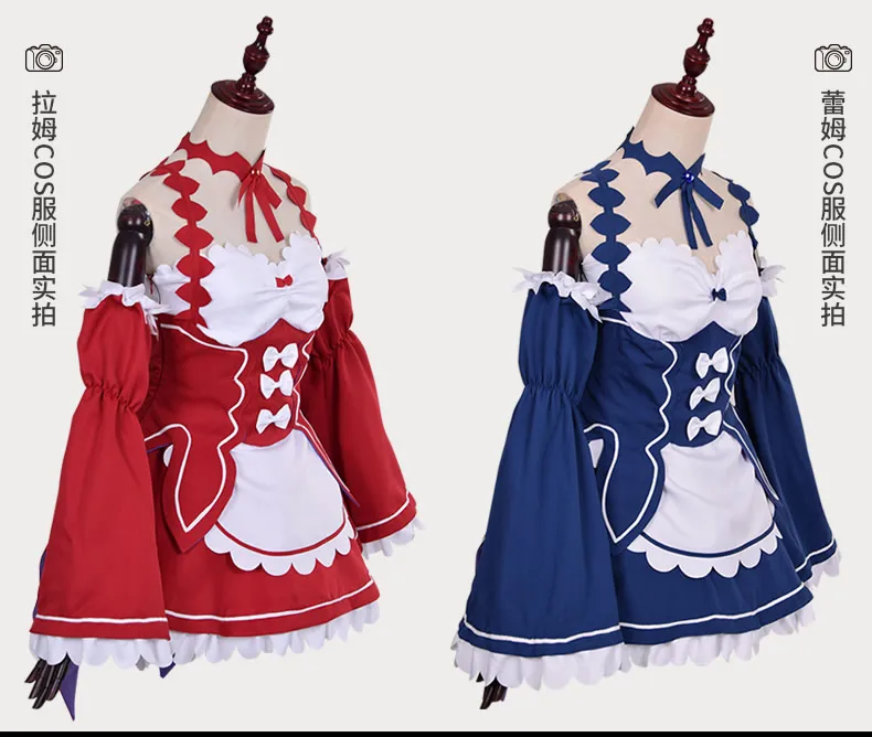 Аниме Re Zero Hajimeru Isekai Seikatsu REM ram костюм горничной на Хэллоуин платье лолиты форма косплей костюм розовый синий короткий парик