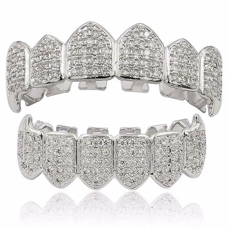Посеребренные верхние и нижние Grillz зубы грили высокое качество серебро |