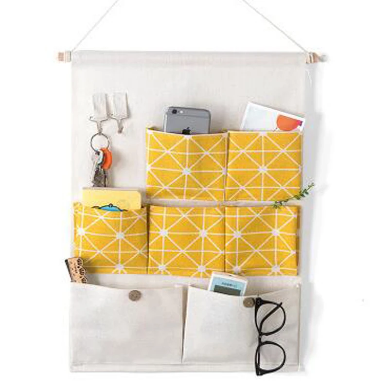 7 Grids Wall Hanging Organizer Storage Bag Containing Toys Decor Pocket Pouch
