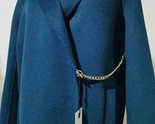 Woolen Coat Belt-Chain Long Winter Women Autumn New And Lapel Simple Straight AIGYPTOS