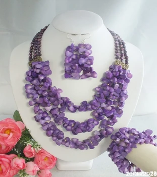 

Free Shipping !!! A-5278 New Handmade Purple Coral Jewelry Set For Nigerian Wedding
