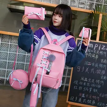 

Handbag College Backpack Bag Set Popular Student Bag Canvas Prom School Backpack Shoulder Bags Unisex Double Shoulder Backpack