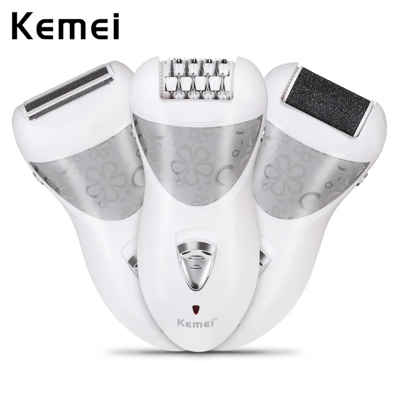 KEMEI 3 в 1 Электрический перезаряжаемый удаление волос на лице Эпилятор бритва для бритья бороды Defeather Kit для мужчин и женщин kemei