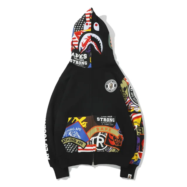 Bape Hoodies Graffiti Zipper Coat Streetwear Oversized 1