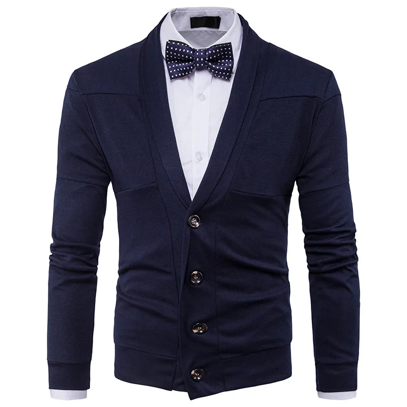 Mens Cardigans Spring Autumn Men's Cardigan Sweaters Men Casual Long-sleeved Lapel Stitching Knitted Single-breasted Jacket Male | Мужская