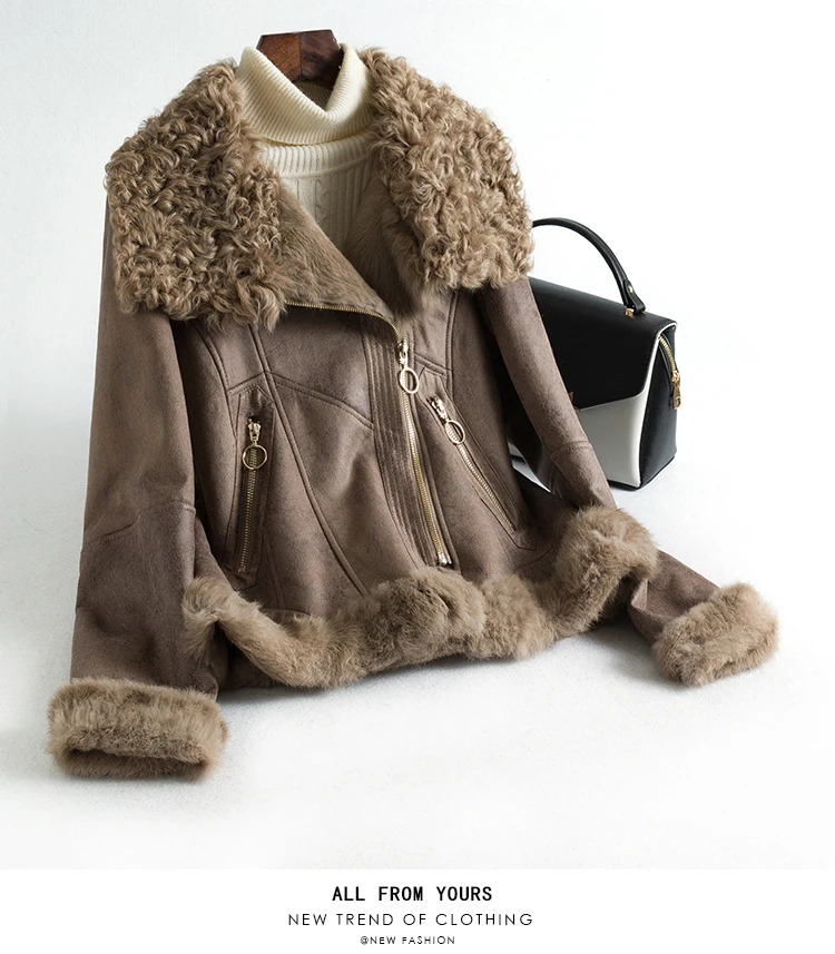Natural Fur Coat Female Winter Real Rabbit Fur Liner Jacket Women Vintage Double Faced Coats Korean Fur TopS Hiver 981129