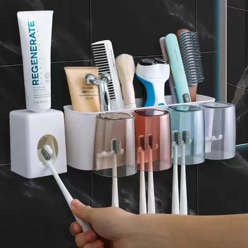 Toothbrush Rack Free Punch Tooth Glass Suit Bathroom Tooth-cleaners  Wall-mounted Toothbrush Holder Toothpaste Dispenser - Toothbrush &  Toothpaste Holders - AliExpress