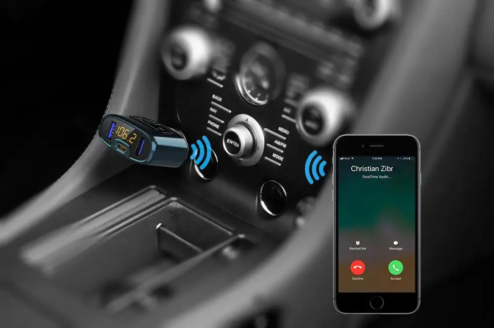 Автомобильное зарядное устройство с fm-передатчиком, bluetooth-ресивер, аудио mp3-плеер, TF карта, u-диск, автомобильный комплект, двойной USB светодиодный, автомобильное зарядное устройство для телефона