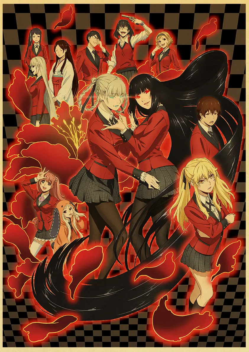 New Kakegurui Anime Poster Custom Vintage Poster Art Home Room Decoration Kraft Paper Wall Poster Prints