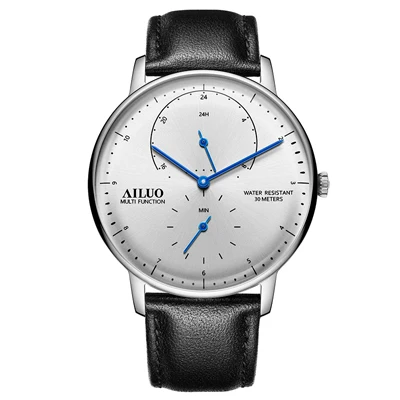 White Новые французские AILUO мужские часы люксовый бренд ультра-тонкие часы мужские сапфировые водонепроницаемые reloj hombre кварцевые кинетические часы A7606 - Цвет: White