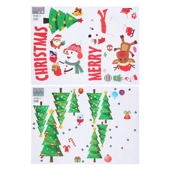 

2 Sheets of Christmas Sticker Removable Funny Creative Wall Poster Shopwindow Sticker Wall Stickers for Shop Office Bar Home