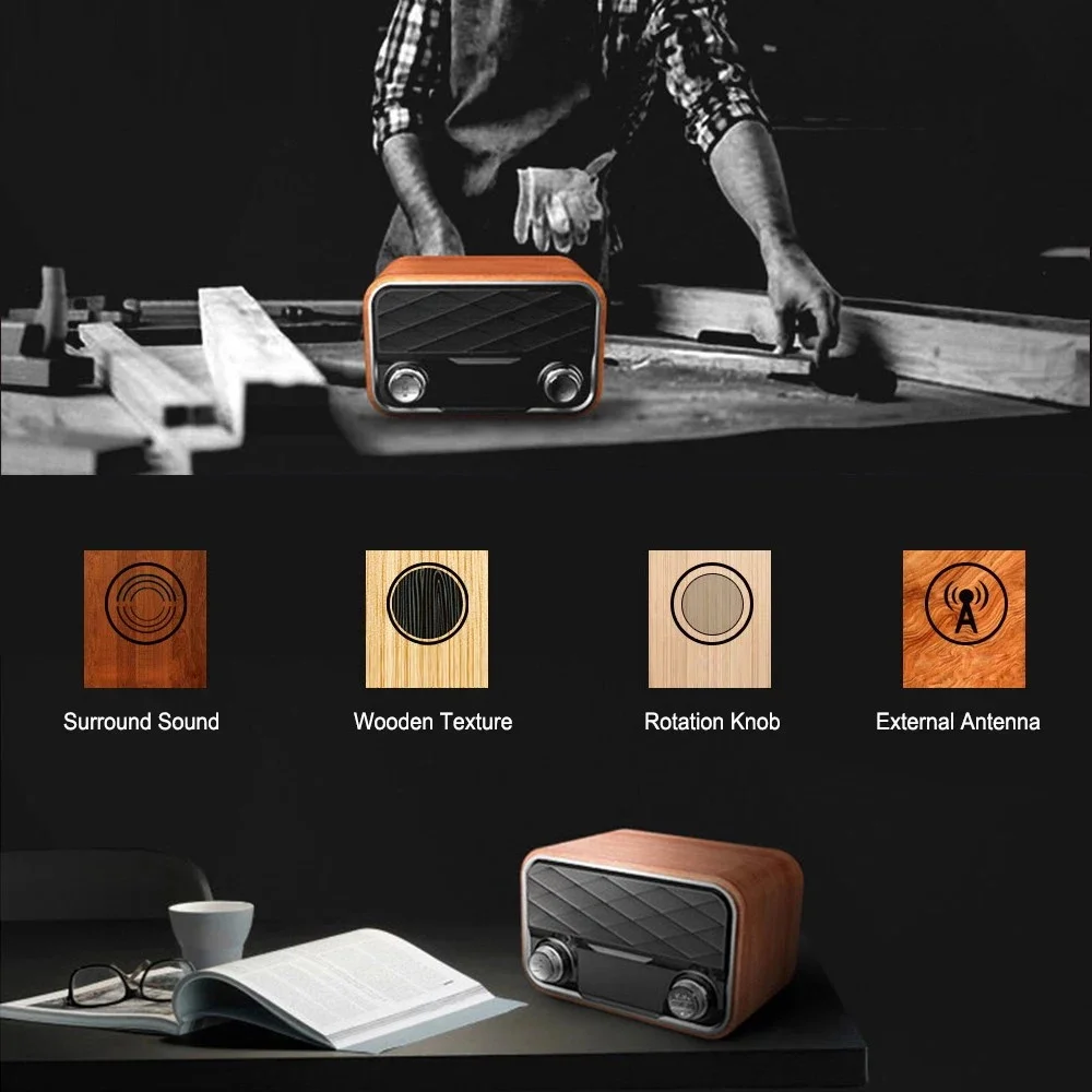 2020 new creative dual speaker wooden speaker
