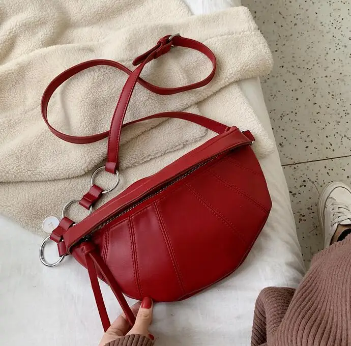 Red Винтажные сумки через плечо из искусственной кожи для женщин, маленькие однотонные Лоскутные сумки через плечо, женские нагрудные сумки - Цвет: Red