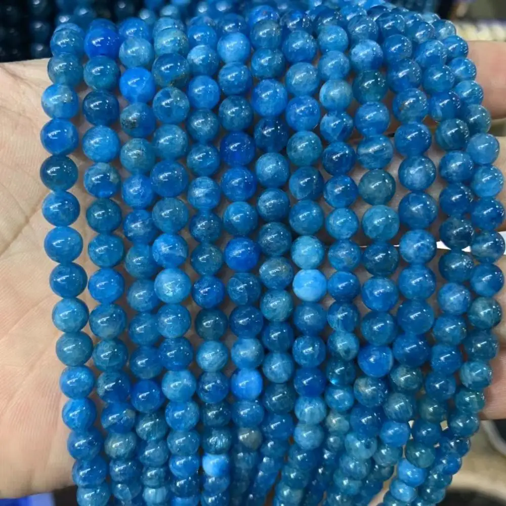 AA grade round Natural blue Apatite Beads For Jewelry Making Bracelets Women 15'' Needlework Spacer DIY Trinket | Украшения и