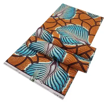 

New Nigerian Satin African Wax Fabric Cotton Print Rapper Batik Ankara High Quality Veritable Golden Material