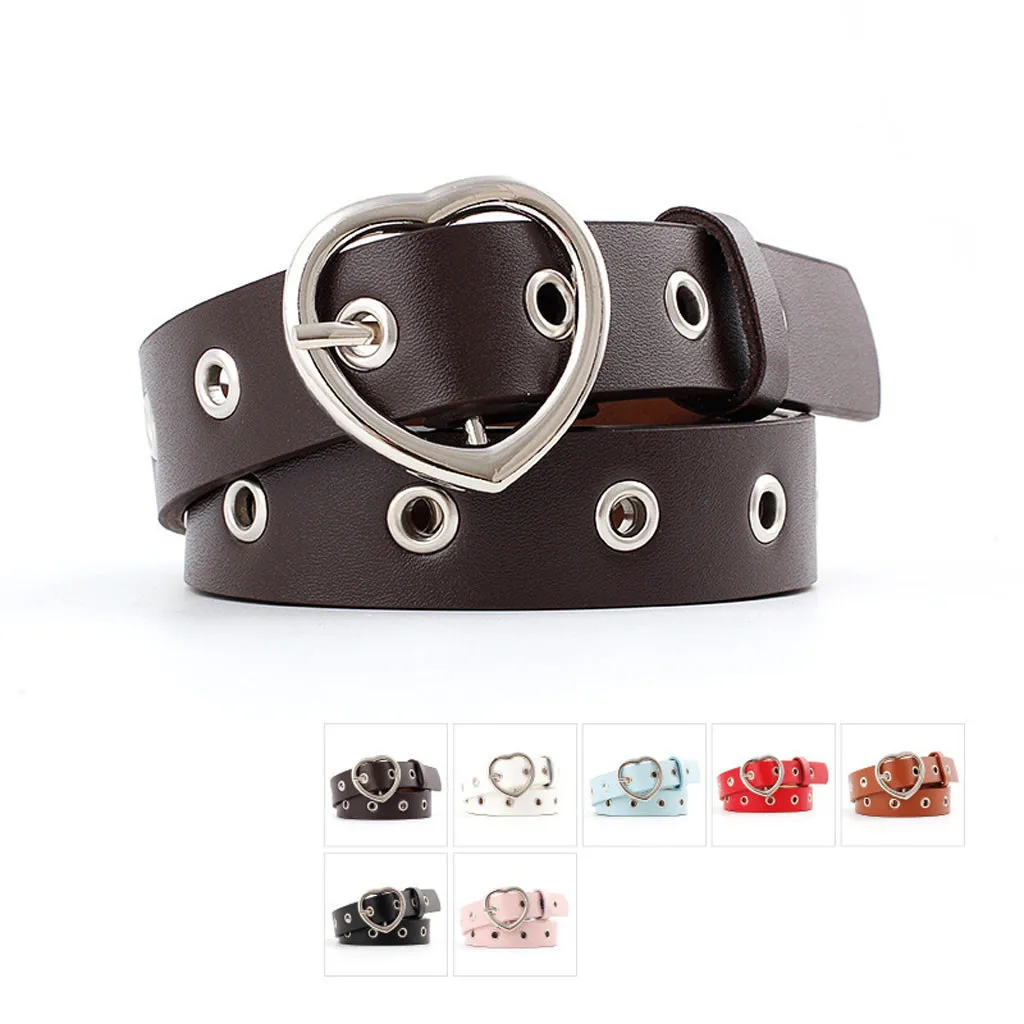 

Women Ladies Vintage Belts Heart Hollow Buckle Leisure Leather Belt Casual Trouser Accessories mujer decoration waist belt