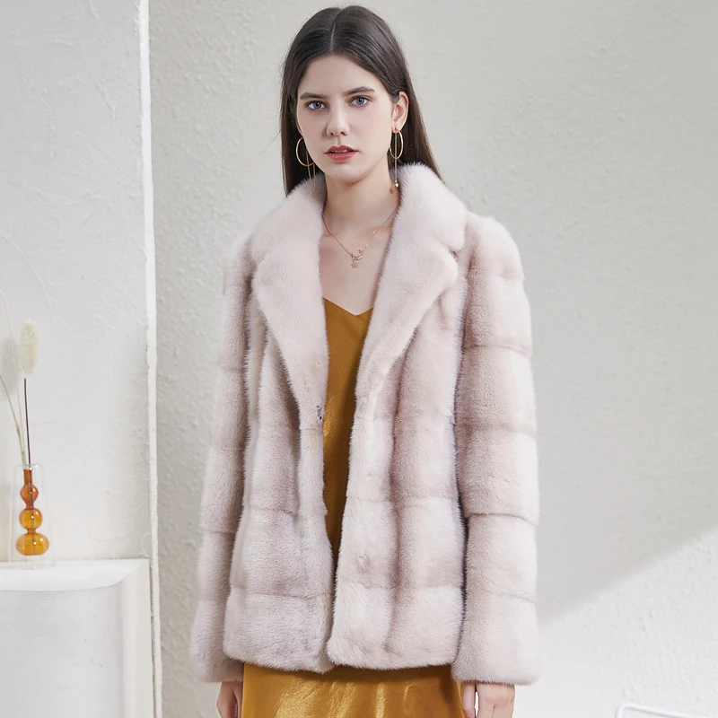 Real mink coat ladies winter natural mink coat cover real fur mink jacket plus size long lapel thick warm jacket 2020