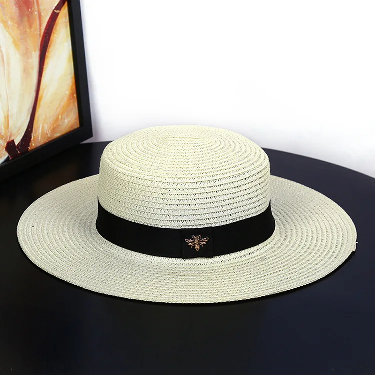 Новинка, шляпа от солнца, маленькая пчела, соломенные шляпы, Золотая плетеная шляпа, Женская свободная Солнцезащитная шляпа, плоская кепка с козырьком