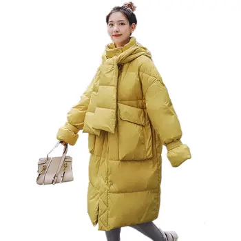 

New Winter Jacket Women Clothing Fashion Loose Warm Down Cotton Coat Female Padded Oversize Hooded Long Winter Parka Coats Q2089