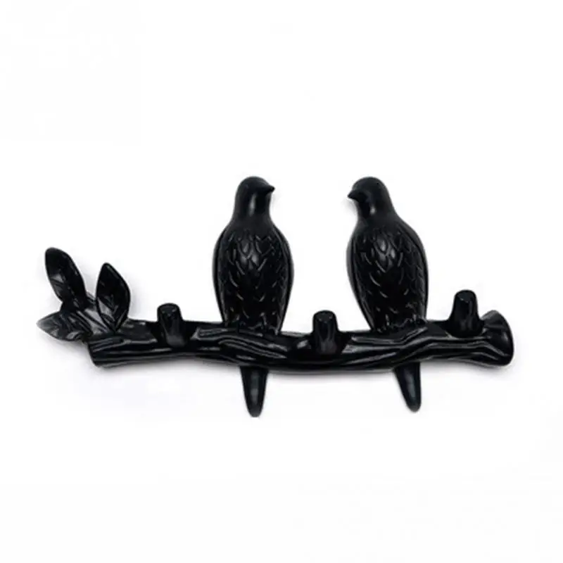 Black 2Birds Без сверления, сделай сам, для гостиной, изысканный, для спальни, птица, Декор, крючок, АБС-пластик, вешалка для пальто, домашняя, настенная, для одежды, 3D, мультяшная, практичная - Цвет: Black 2Birds