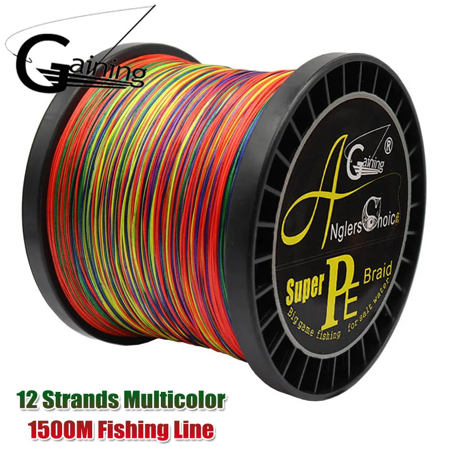 Fishing Line 12 Strands 300m 500m 1000m 1500m Braid Wire Super Multicolor PE Braided Fishing Line Strong Strength 25LB-220LB