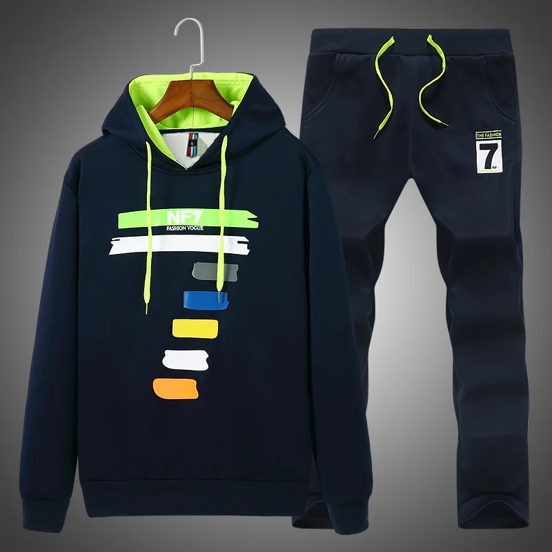 

Cross Border for Spring And Autumn Set Men's Casual Korean-style Hooded Teenager Slim Fit Long-sleeved Sweater Two-Piece Set Men