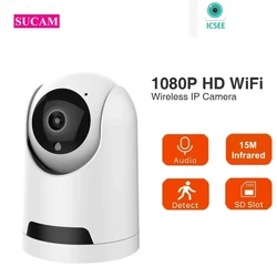 Mini caméra de Surveillance intérieure PTZ IP WiFi 2MP (ICSEE), dispositif de sécurité sans fil, avec détection de mouvement et moniteur pour bébé 