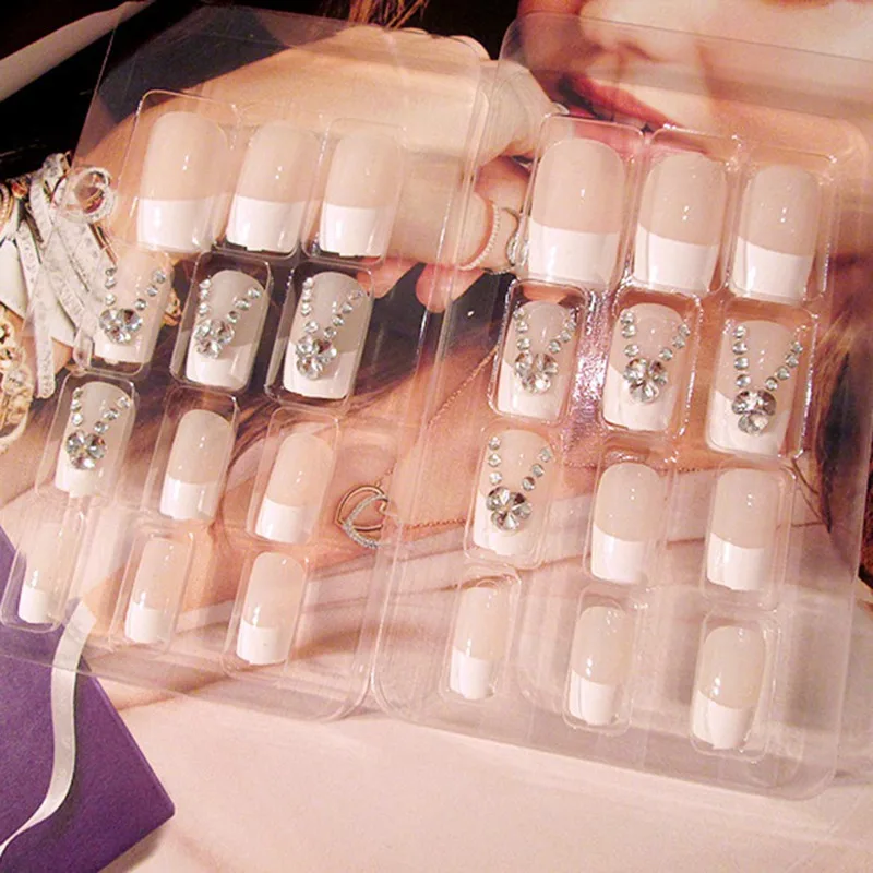 

24 Pieces Of Bridal Manicure Nail Patch Fake Nail Finished Fake Nail Art Tool