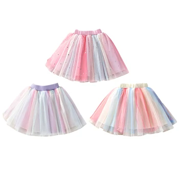 

Fashion Baby Kids skirt Girls Princess Rainbow Glitter Dance Tutu Skirt Sequins Party Dance Ballet Tutu Skirts Children Chiffon
