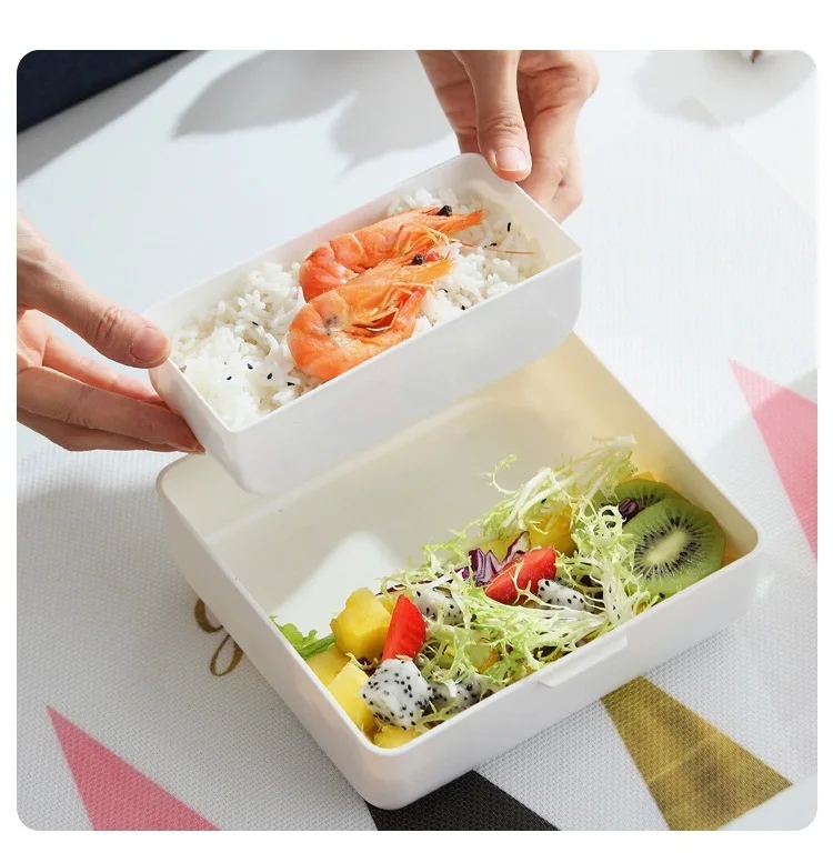 Bento Box, Bento Ланч-бокс для детей и взрослых, герметичный ланч-контейнер с деревянной цветной крышкой