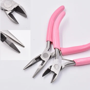 Cute Pink Color Handle Anti-slip Splicing and Fixing Jewelry Pliers Tools & Equipment Kit for DIY Jewelery Accessory Design 7