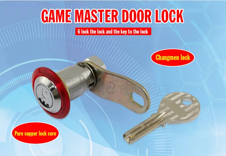 22mm Red Edge Zinc Alloy Arcade Machine Cam semicircle Lock Type Long Lock Apply To The Door Lock Of The Game Machine