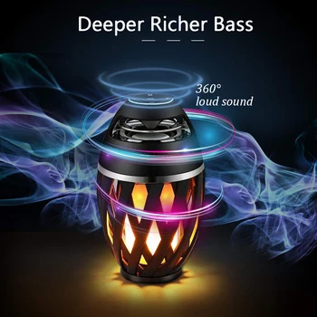 

LED Flame Lamp with Flickering Flame Atmosphere Light with Bluetooth 4.2 Wireless Portable HD Audio Waterproof Bass Speaker
