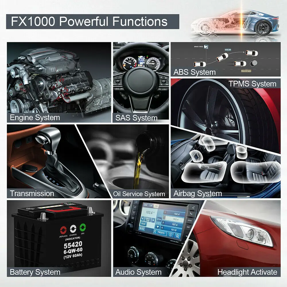 Автомобильный диагностический сканер Ancel FX1000 OBD2 полная система ABS DPF EPB сброс