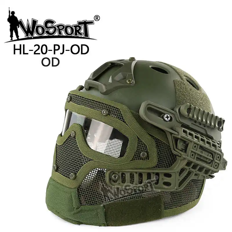 Страйкбол Быстрый Шлем с маской Пейнтбол Полный шлем для лица Военная защитная маска для лица тактическая камуфляжная маска для всего лица - Цвет: GR